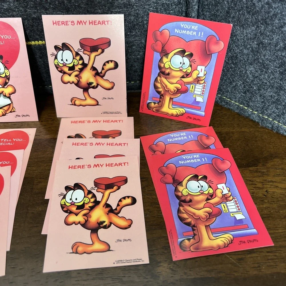 Vintage‎ 1978 Jim Davis Garfield Valentines Trading Cards Set of 19 W/Envelopes